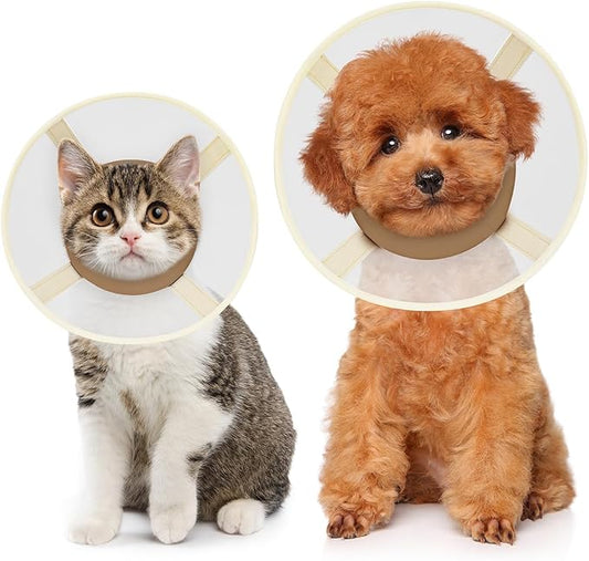 Soft Dog Cone Collar to Stop Licking-Adjustable Comfortable Mesh Recovery Cone After Surgery for Small or Miniature Dogs, Alternative to Plastic Elizabethan Collars for Neuter Incision Care (Brown,M)