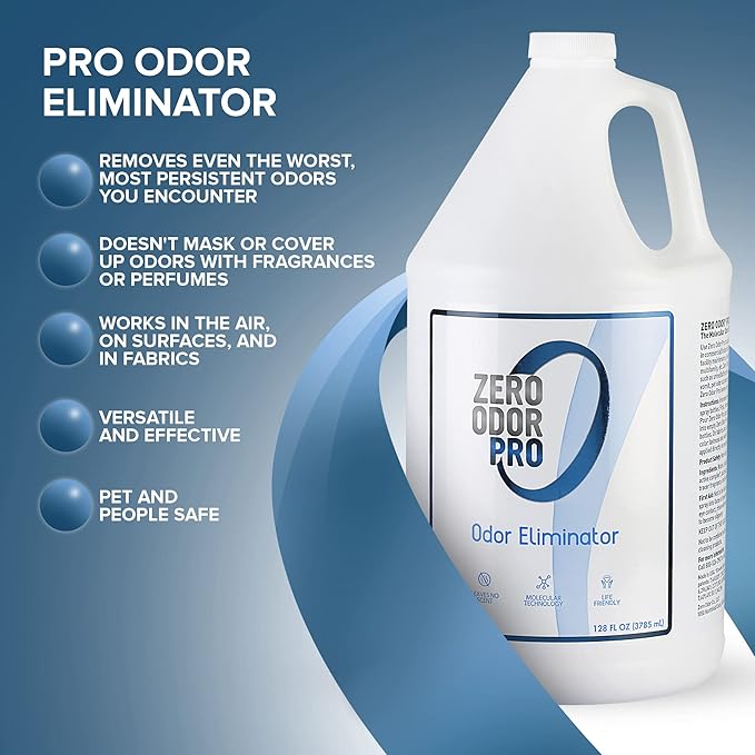 Zero Odor Pro - Commercial Strength Odor Eliminator & Neutralizer, Air Freshener, Room Deodorizer - Strongest Odor Eliminator Trigger Spray, 128oz Refill