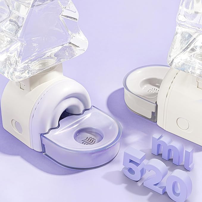 mini&moe Rabbit Water Bottle - 17.6oz Automatic Guinea Pig Water Bottle No Drip Gravity Silent Hanging Bunny Water Dispenser with Floating Bowl for Hamster, Gerbils, Ferret, Chinchilla