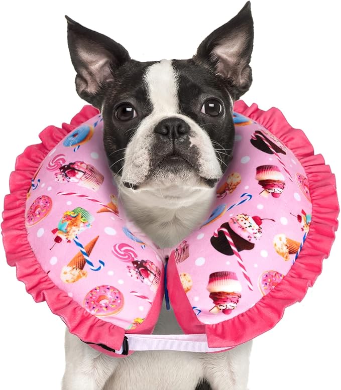 CuteBone Inflatable Dog Collar Alternative for Large Dogs After Surgery-Double Adjustable Neck Range P23SO00102L