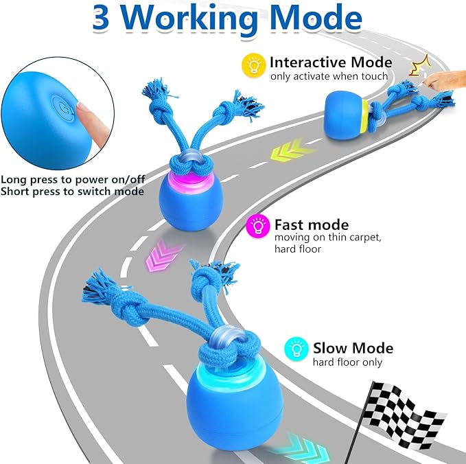 Interactive Dog Toys, Moving Dog Ball with Touch Activated, Active Rolling Ball for Puppy and Medium Dogs, Squeaky, USB Rechargeable