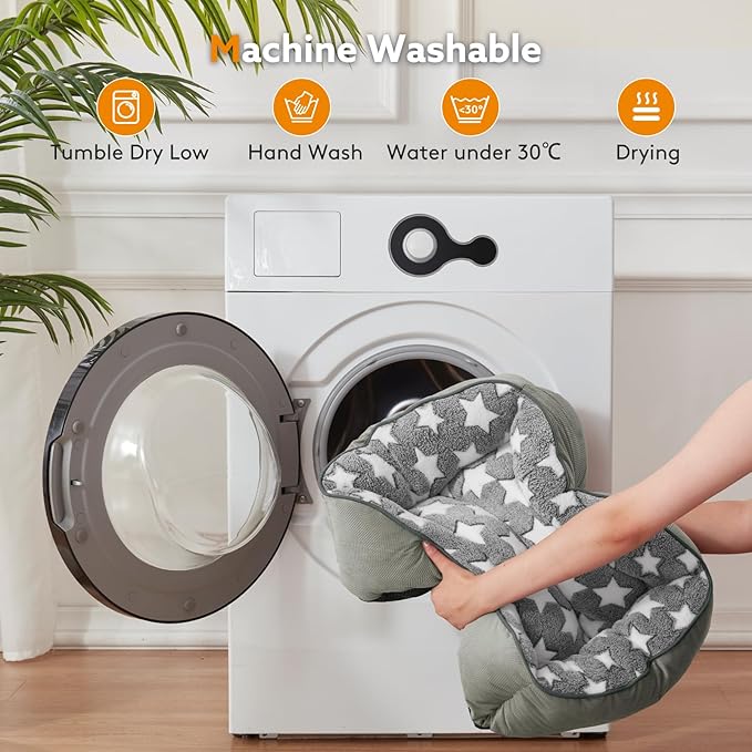 SIWA MARY Medium Dog Bed - Washable, Orthopedic, Soft Calming Puppy Bed, Fluffy Durable Pet Bed with Non-Slip Bottom - M(30"x24"x9") Dark Grey