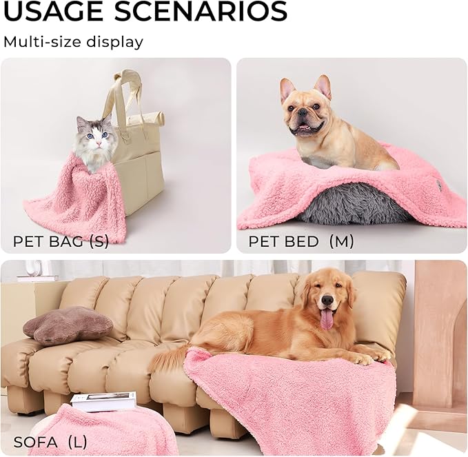 Luciphia 1 Pack 3 Calming Dog Blanket Fluffy Premium Fleece Pet Blankets Soft Sherpa Throw for Dogs Puppy Cat Pink Large (41" x31")