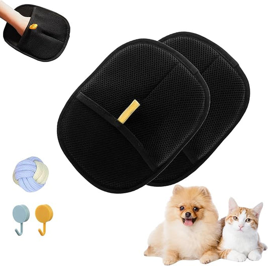 The Magic Brush Pet Hair Remover, Acssart Pet Hair Removal Glove, Electrostatic Pet Grooming Gloves, Efficient Reusable Cat & Dog Hair Remover for Couch, Furniture, Carpet, Curtain (2PCS)