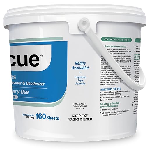 REScue One-Step Disinfectant Cleaner & Deodorizer Wipes for Vet Use – Cleaner for Kennels, Litter Boxes, Vet Offices, Pet Grooming Surfaces – Extra Large Wipes, 160-Count Wipes Bucket (1 Pack)