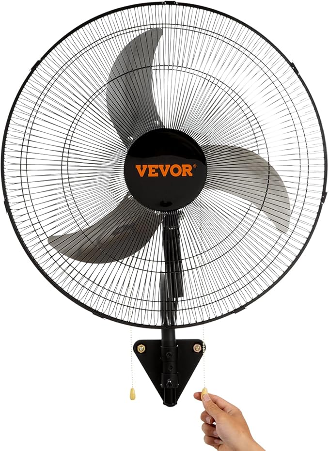 VEVOR Wall Mount Fan, 2 PCS 18 inch Oscillating, 3-speed High Velocity Max. 4000 CFM Industrial Wall Fan for Indoor, Commercial, Residential, Warehouse, Greenhouse, Workshop, Basement, Garage,Black
