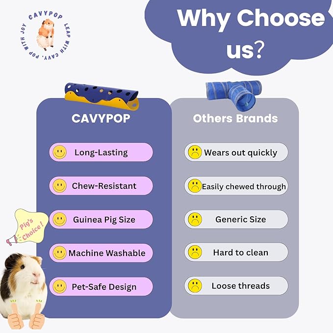 Guinea Pig Tunnels, Foldable Fleece Hideout Beds with Cheese-Hole Design, 2 Pack Modular Tunnel Set for Play and Rest, Brings Comfort and Enrichment to Guinea Pig Cages-Blue&Grey