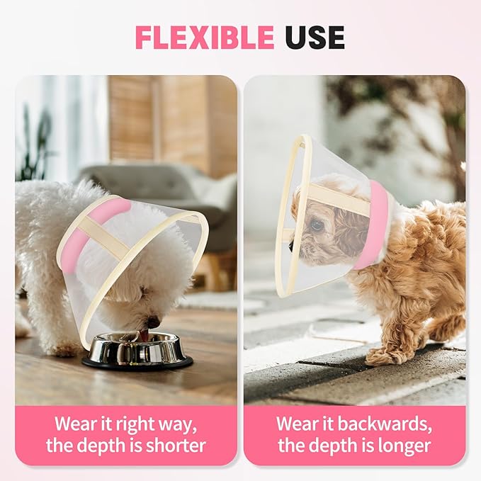Soft Dog Cone Collar to Stop Licking-Adjustable Comfortable Mesh Recovery Collar After Surgery for Small or Miniature Dogs, Alternative to Plastic Elizabethan Collars for Neuter Incision Care (Pink,L)
