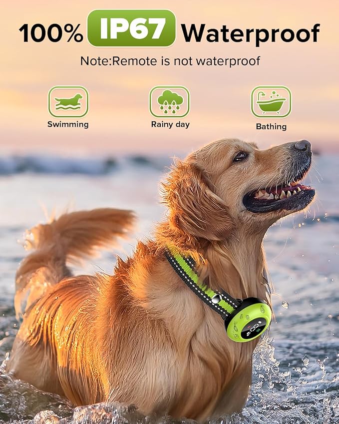 XDX 2-in-1 Dog Shock Collar & Bark Collar – 3300FT Dog Training Collar with Remote, Automatic Anti-Barking, 5 Adjustable Sensitivity Levels, IP67 Waterproof E-Collar for Small Medium Large Dogs