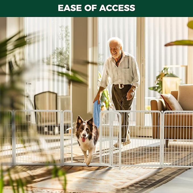 FXW Homeplus Unleashed Indoor Dog Playpen - Stress-Free and Safe Play, Heavy Duty 32 Inch 12 Wire Panels Dog Pen for Small and Medium Dogs, White│Patented