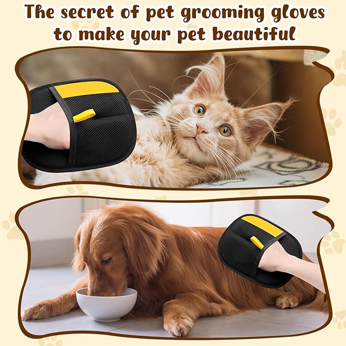 2Pcs Pet Hair Removal Gloves,New Upgrade Efficient Pet Grooming Gloves,Cat Grooming for Hair Removal,Versatile Reusable Pet Hair Remover Glove