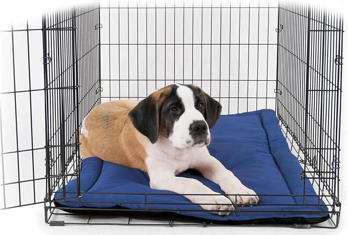K9 Ballistics Tough Ripstop Dog Crate Pad - Durable & Machine Washable with Non-Skid Bottom and 120-Day Warranty, Fits 48" Wire Crates - X-Large, Blue Quartz