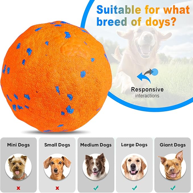 Interactive Dog Toys Ball, Automatic Moving, Bouncing Chew Toys, E-TPU Material, Suitable for Large and Medium-Sized Dogs, Used for Boredom Relief and Daily Training, USB Rechargeable