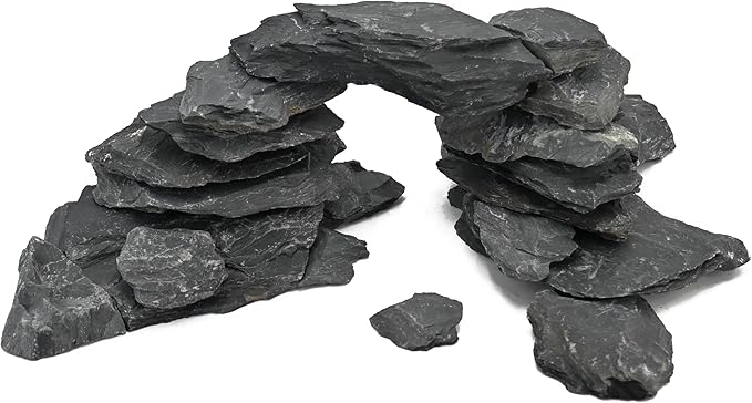 Aquarium Rocks 10LB Natural Slate Rock for Aquarium Landscaping for Terrariums, Reptile Habitats & Creative Aquascaping-3 to 8 Inches