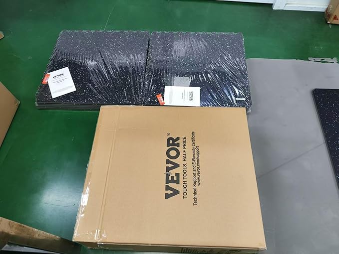 VEVOR 0.56 inch Thick 25 PCS 100 sq.ft Gym Floor Mats, 25" x 25" EVA Foam & Rubber Gym Flooring Workout Floor Mats, Waterproof Exercise Puzzle Flooring for Gym, Home, Garage, Baseme