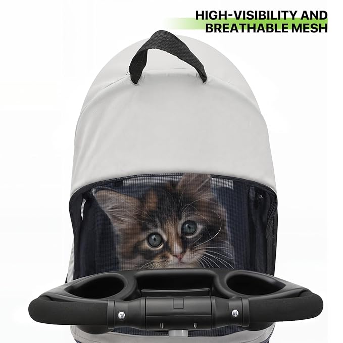 Magshion Foldable Pet Stroller, 3-in-1 Dog Travel Jogger with Detachable Carrier, Cup Holder, Storage Basket, Folding Carrier for Small/Medium Dogs & Cats Up to 33 lbs, Navy Blue