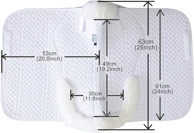 Woolous Dressage Saddle Pad, English Saddle Pad with Sheepskin Trim, Lambskin Wool Fleece Lining, Square Saddle Pad for Equestrian Riding, Comfortable & Shock Absorbing