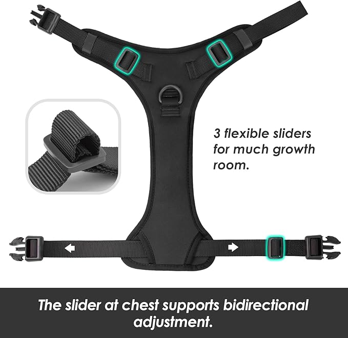 No Pull Dog Harness, Puppy Vest with Front Clip for Small Medium Large Sized Dog(Black,XS)