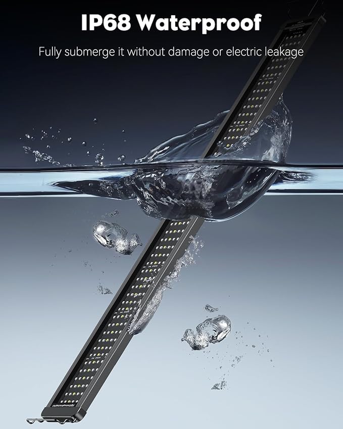 Pawfly 48W Saltwater Aquarium Light for 48" to 54" Fish Tanks Dimmable LED Reef Light for Coral Extendable Marine Fish Tank Light with Full Spectrum D/N Mode Timer Auto On/Off Adjustable Brightness