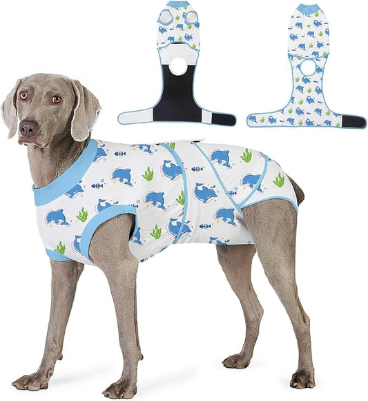 Recovery Suit for Dogs After Surgery, Professional Dog Surgical Suit for Female Spay, Male Neuter, E-Collar & Cone Alternative Dog Onesie for Abdominal Wounds Skin Disease, Blue, XS