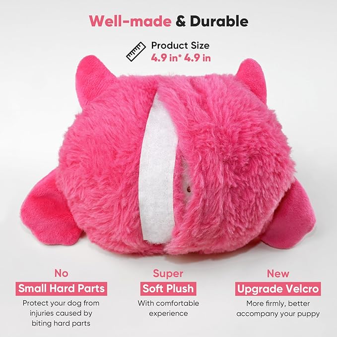 Petbobi Interactive Dog Toys for Boredom - Moving Dog Toy for Stimulating Play, Pet Plush Squeaky Ball for Small Medium Breeds with 4 Batteries, Pink
