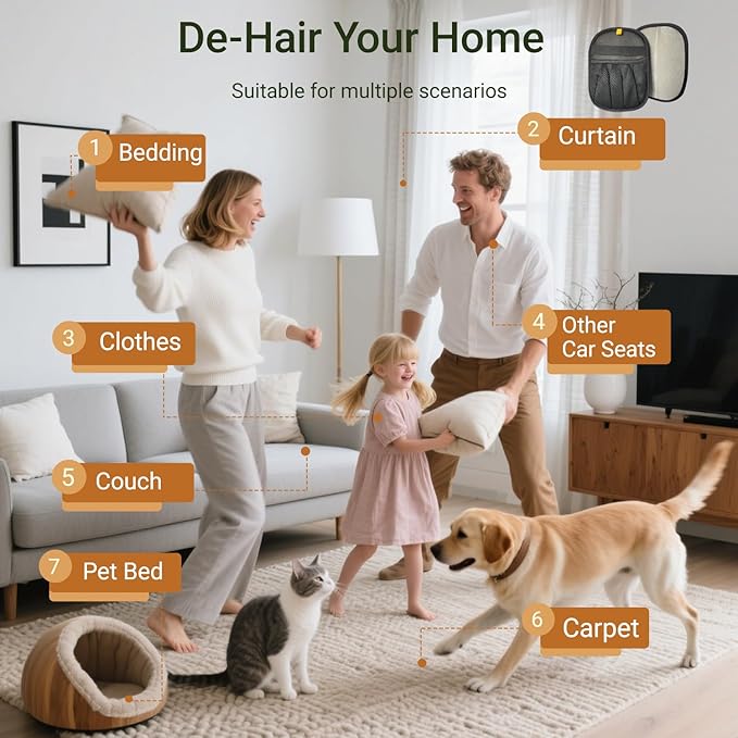 Pet Hair Remover Glove for Furniture, Reusable Dog and Cat Fur Removal Tool for Couch, 5-Finger Black, Lint Clean Glove for Carpet, Bedding, Clothes, Curtain, Pet Bed, Car Seats