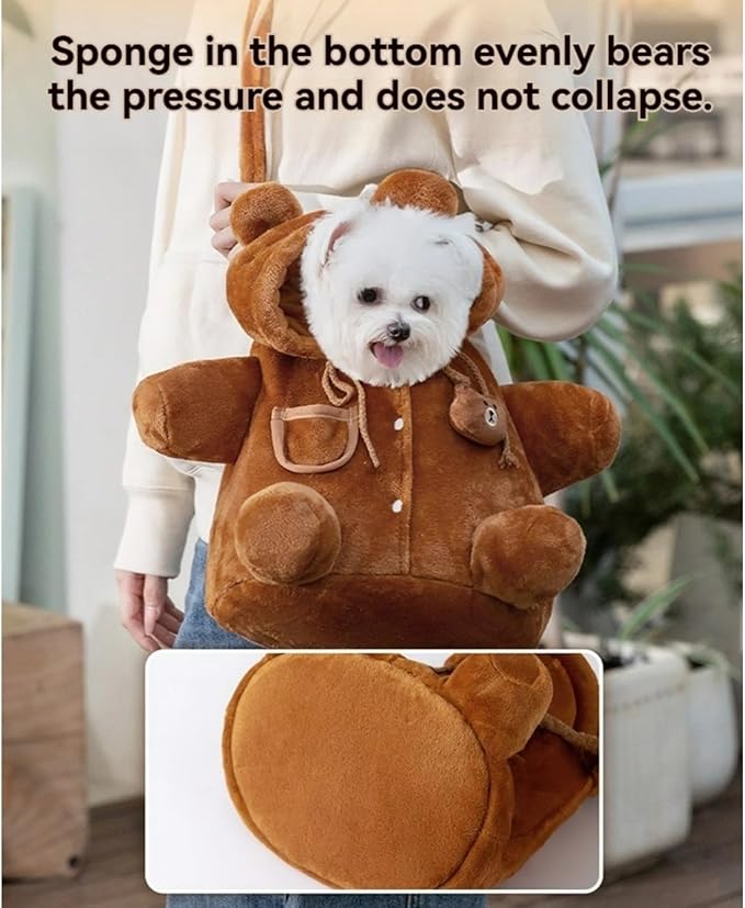 Cat Puppy Costume Winter Warm Outing Backpack Cute Bear Bee Design Anti-Escape Bag for Kitten Cat Small Dog (bee,Small)
