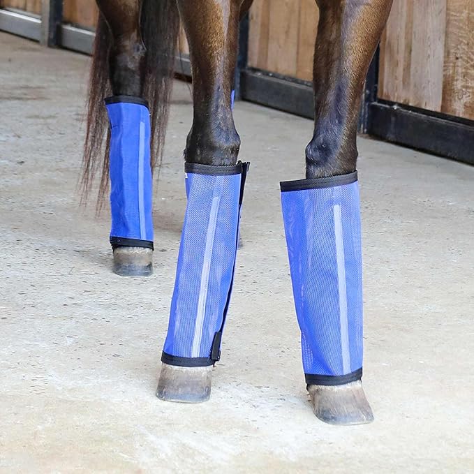 Jeffers Romper Stomper Fly Boots for Horses - Grey, Large – Breathable Mesh Leg Wraps for Insect Protection, Stable Accessories for Summer Turnout, Ride Gear, Horse Hoof & Leg Care - 4 Pack