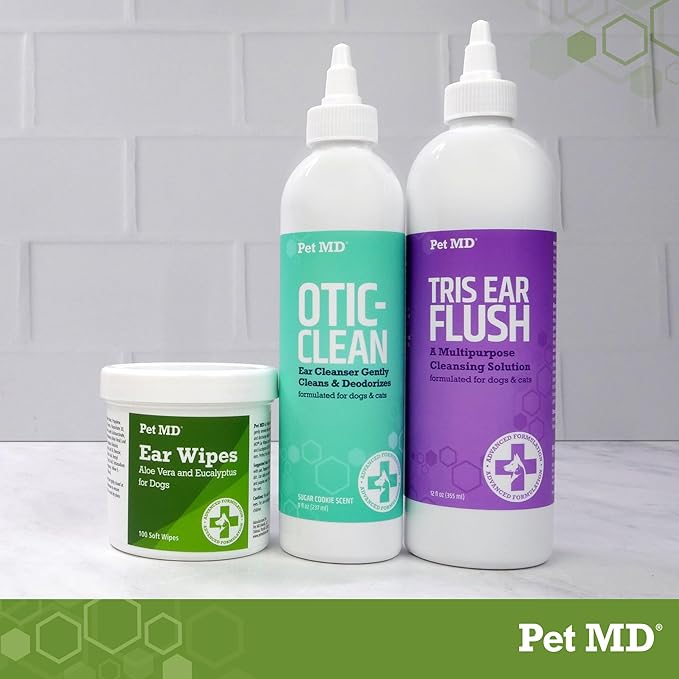 Pet MD Cat & Dog Ear Cleaner - Otic Ear Solution for Dogs - Pet Ear Cleaner - Cat Ear Cleaner Liquid - Cat & Dog Cleaning Supplies - Sugar Cookie Scent - 8 oz.