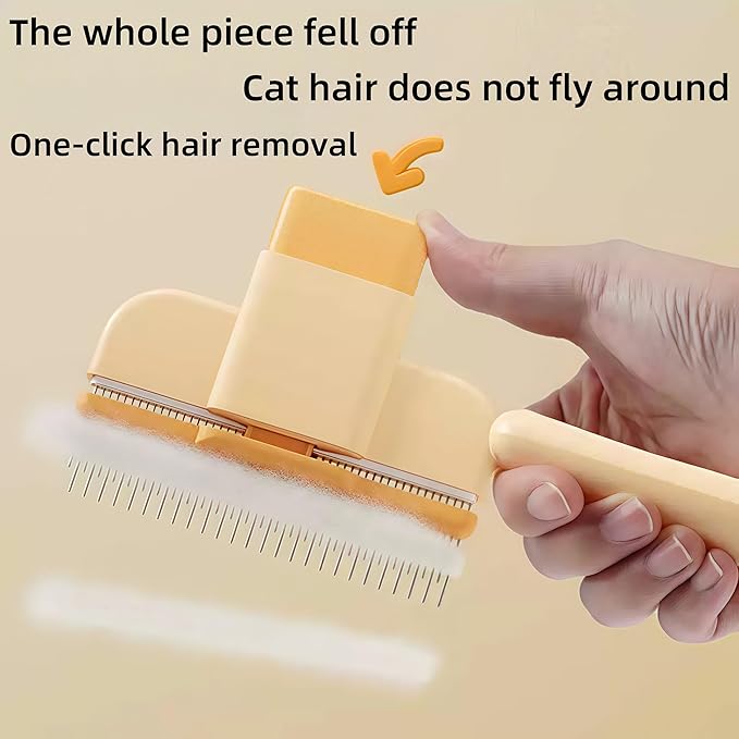 Zen Brush for Cats & Dogs, Avatore Zenbrush Pet Comb, Self-Cleaning Grooming Brush, Stainless Steel Teeth for Shedding Hair Removal 2-pack (Green+Yellow)