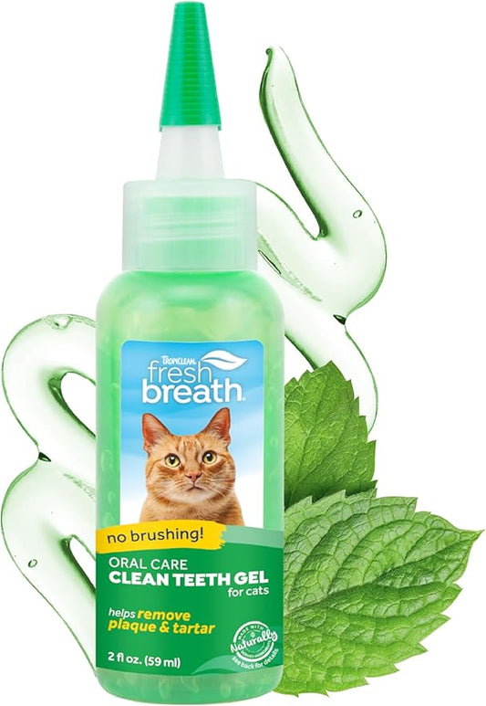 TropiClean Fresh Breath Cat Toothpaste for Teeth Cleaning, Breath Freshener, Easy to Use Plaque & Tartar Remover Gel, No Toothbrush Needed, 2oz.