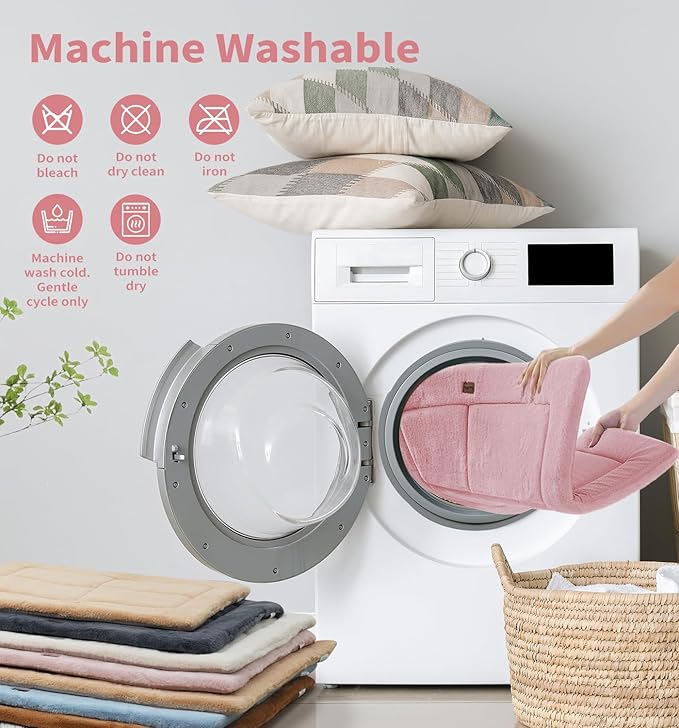 MADE 4 PETS Dog Crate Pad Bed for Large Dogs, Washable & Reversible, Anti-Slip Kennel Mat for Cozy Sleeping, Soft Fluffy Dog Bed for Indoor & Outdoor Use, 44"x32", Pink