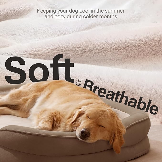 Soft Touch Orthopedic XL Dog Bed for Large Dogs with Faux Fur Top, Waterproof Pet Couch Bed with Removable Washable Cover and Supportive Foam Filling (Brown, Extra Large)