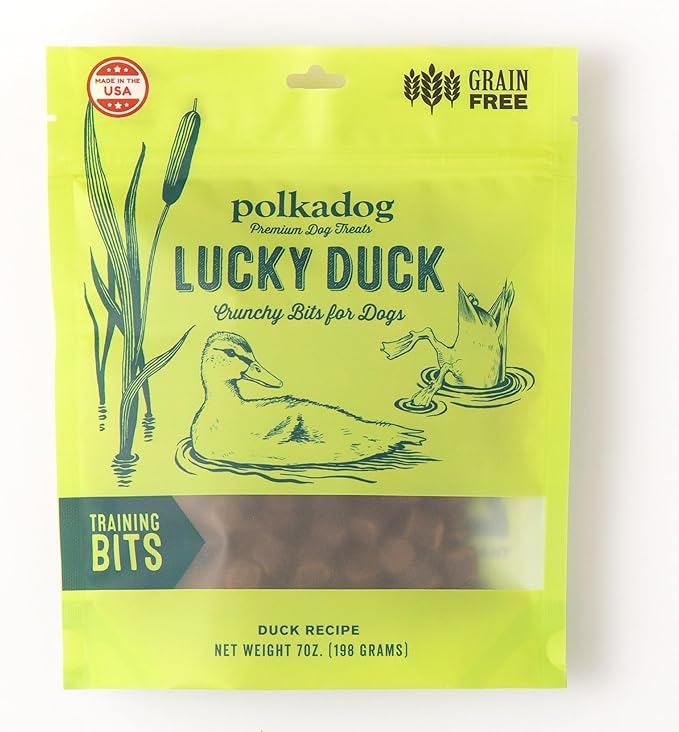 Polkadog Lucky Duck Crunchy Training Bits – All Natural, Grain Free Healthy Training Treats for Dogs. Handcrafted & Made in USA. Great for Dogs with Allergies or Sensitive Stomachs – 7oz