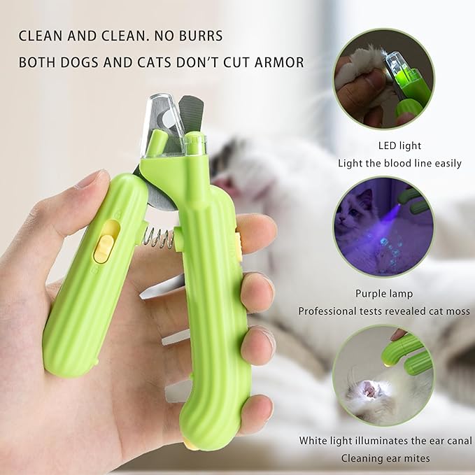 Cactus Shaped Cat Nail Clippers - Durable, Ergonomic Pet Grooming Tool for Cats & Kittens - Safe, Sharp, and Comfortable Claw Trimmer(Green)
