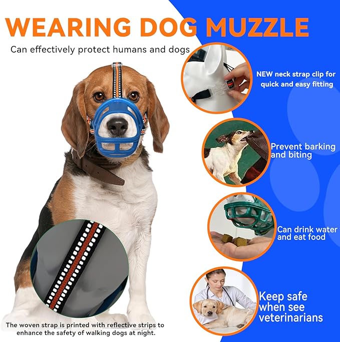 Dog Muzzle, Basket Muzzle for Small Medium Large Dogs, Anti-Biting and Chewing, Lightweight & Sturdy Cage Design, Allows Panting & Drinking, Ideal for Grooming & Training（Blue Size S）