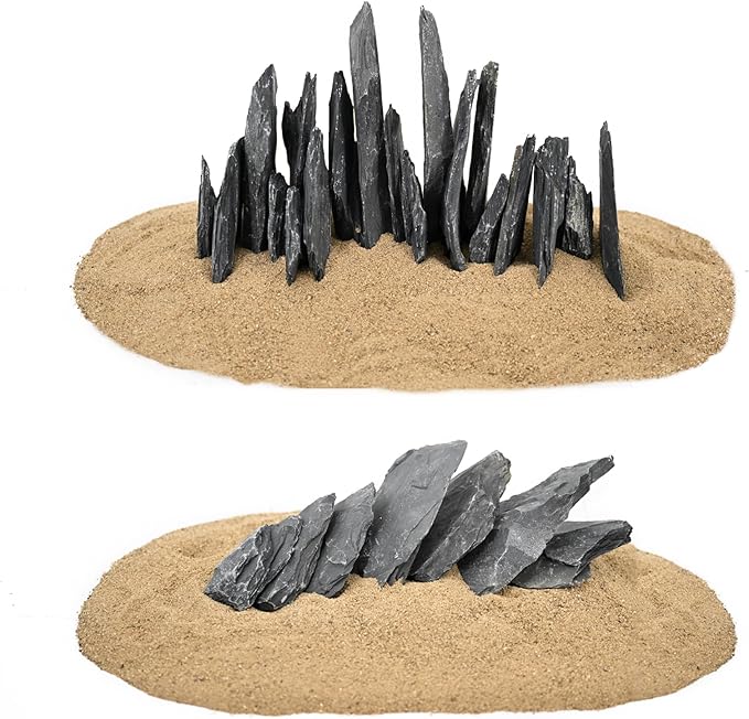 Natural Slate Stone Rocks 2 to 8 inch Aquariums Stone for Aquascaping,Terrariums, Reptile Enclosures,Paludariums,and Gardens-20lb