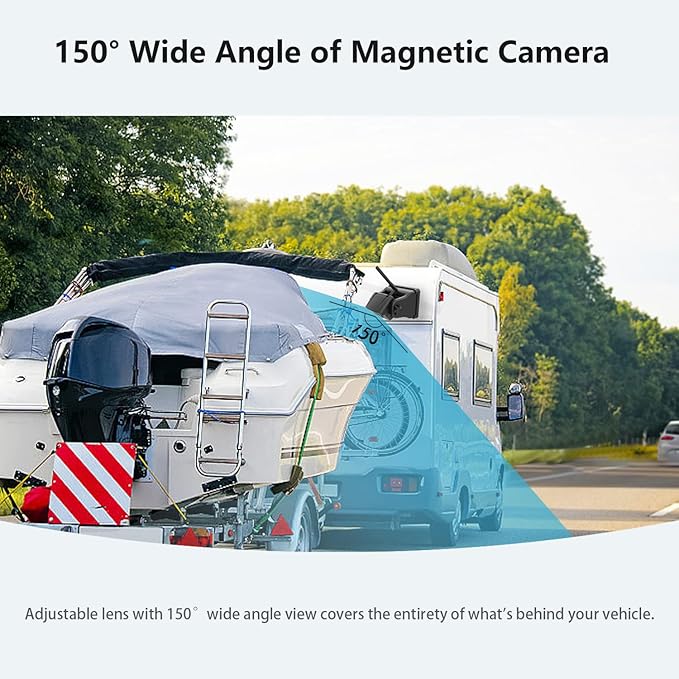 WiFi Magnetic Wireless Backup Camera, LASTBUS Rechargeable 2.4Ghz WiFi Rear Camera for Easy Hitching Gooseneck Horse Boat Travel Trailer Fifth Wheels RV Camper for iPhone iPad Android iOS Smartphone