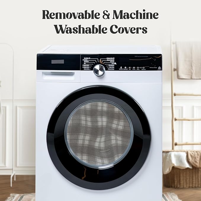 Orthopedic Bolster Dog Bed – CertiPUR-US Foam, Recycled Polyester Canvas, Washable Cover, Anti-Slip Bottom, Small, Light Blue Check – Stylish Designer Dog Sofa