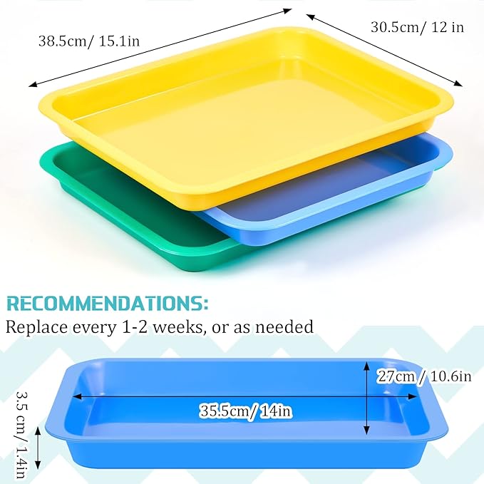 Tessco for you 3 Pcs Open Small Kitten Litter Box Rabbit Pan Waterproof Plastic Litter Tray Travel Toilet for Cats Bunny Guinea Pig Small Pet, Easy Clean(Classic Color,15.1 x 12 x 1.4 Inch)
