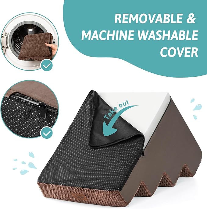 Dog Stairs for Small Dogs, 4 Tier Wider Pet Stairs for Couch and Beds, 17.7" H Non-Slip Dog Steps for Old Cats, Puppy, Small Medium Dogs, 17.7x23.6x17.7 inch, Brown