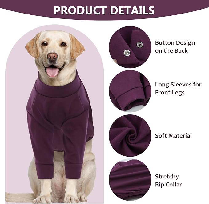 IDOMIK Dog Recovery Suit, Dog Surgery Recovery Suit Front Legs, Comfy Joint Leg Sleeves After Surgery, Elbow Braces Protector for Leg Injuries & Joint Pain, Cone Collar Alternatives,Purple,XL