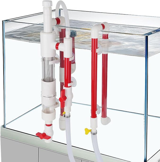 hygger Aquarium Overflow Filter with Waste Collection Separator, External Hanging Filter Accessory, Fish Tank Siphon Filtration System for Saltwater Freshwater Tank Greater Than 15 in Height