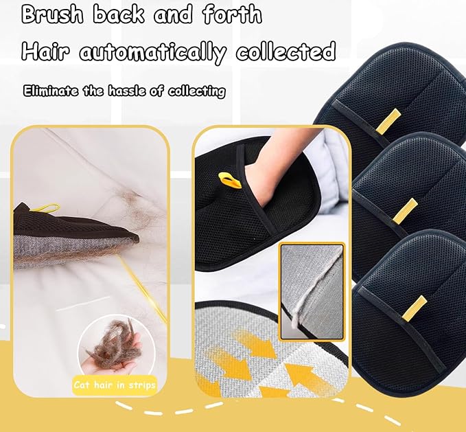 Pet Hair Remover Electrostatic Gloves for Cats Dogs 2025 Reusable Cat Hair Removal Glove, Static Electricity Pet Hair Remover for Couch, Carpet, Clothing, Car Seats (3Pcs)