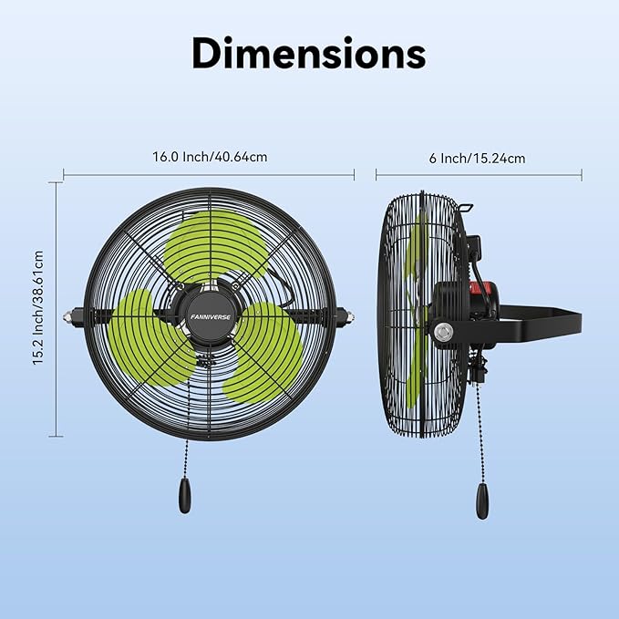 12 Inch Wall Fan Pro Series - Indoor High Velocity Wall Mount Fan for Commercial, Residential, Warehouse, Covered Patio, Shop, Garage, Barn, Gazebo 3 Speed 2800 CFM UL Safety Listed