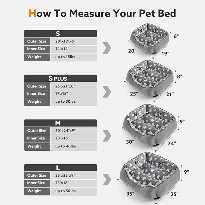 SIWA MARY Rectangle Dog Bed for Medium Large Dogs, Calming Dogs Bed Large Size, Orthopedic Dog Sofa Bed, Warming Soft Calming Sleeping Puppy Bed, Pet Bed with Anti-Slip Bottom, M(30"x24"x9")
