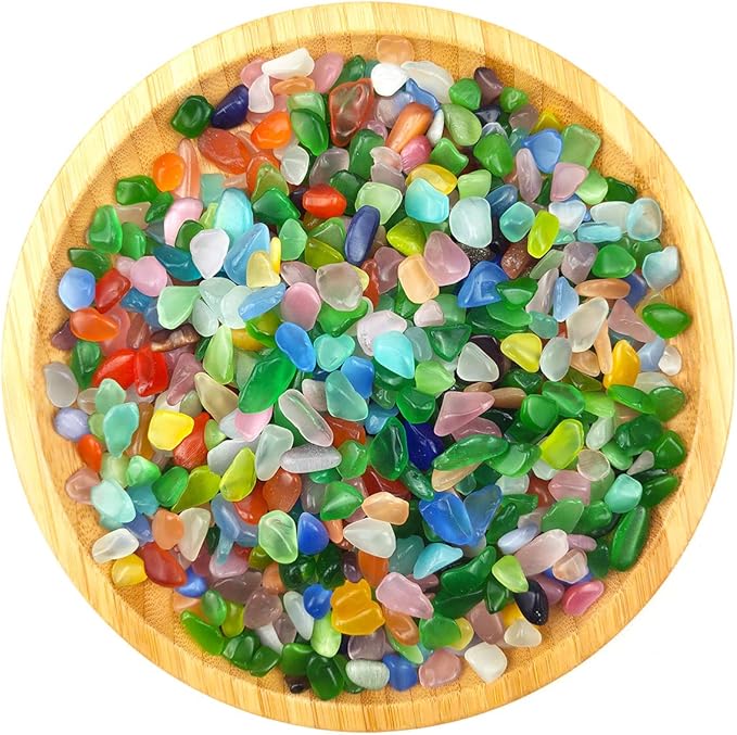 WAYBER 1 Lb/460g Colorful Pebbles Decorative Crystal Stones Sea Glass Opal Rocks Gravel Sand for Aquarium/Turtle Tank/Succulent Plants/Flowerpot/Vase Decoration (Fill 1 Cup)