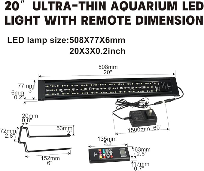 WaterRebirth Aquarium LED Light Fish Tank Light (20-26”)