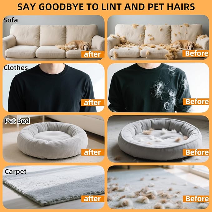 Electrostatic Pet Hair Removal Gloves for Cats&Dogs,2025 New Upgraded Reusable Quick De-Shedding Grooming Gloves,Animal Fur Remover Tool for Couch,Carpet,Furniture,Car Seat,Clothing,Curtain 1PcsYellow