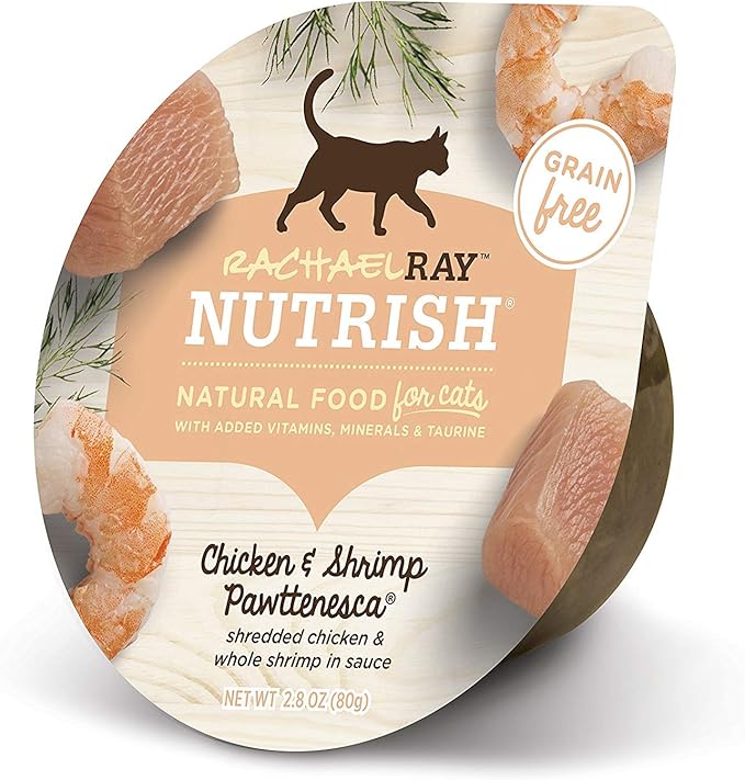 Rachael Ray Nutrish Natural Wet Cat Food, Chicken & Shrimp Pawttenesca Recipe, 2.8 Ounce Cup (Pack of 12), Grain Free (6303370281)